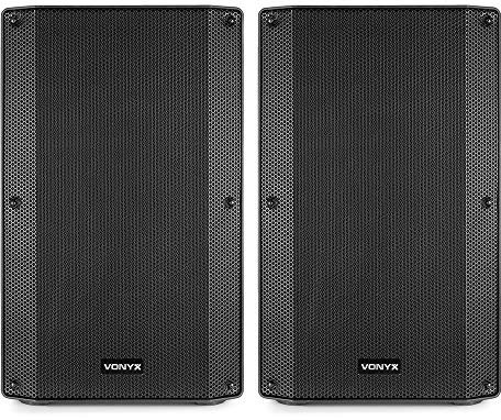 VONYX VSA120S 12 Active DJ Speaker Pair Set - 800W Bluetooth PA Speakers with Mixer, USB Media Player, Built-In Stereo Amplifier & Remote Control for DJs, Bands & Venues