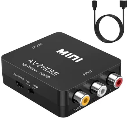 Lerkely - Adaptador RCA a HDMI, Convertidor AV a HDMI, Convertidores para Xbox PS4 PS3 PS2 TV STB VHS Cámara DVD