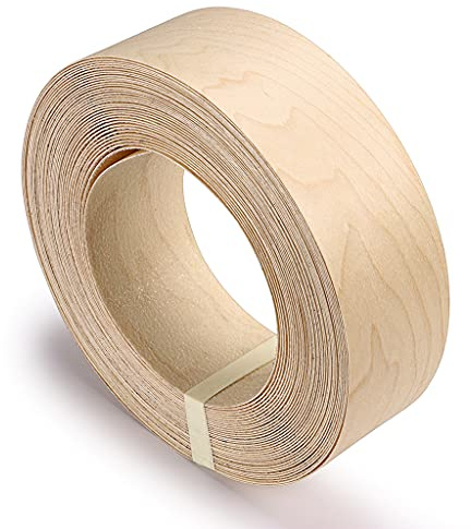 Skelang Placage bois, bois de placage, bande de chant thermocollant en mélaminé pour étagère, armoire, cadre de porte, 50mm× 15m, érable