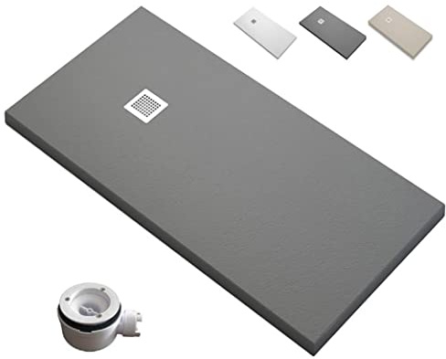 Plato de Ducha Extraplano EstiloBaño® DACOTA - Antideslizante Textura Pizarra - 80x150, Antracita Ral-7016 - Incluye Válvula Desagüe + Rejilla