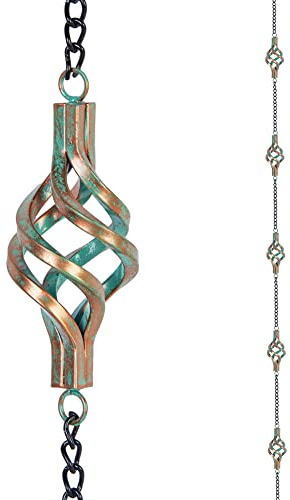 dreamysoul Catena antipioggia in ferro per grondaie, catena per grondaie, in bronzo, catena decorativa per pluviali, lunghezza regolabile