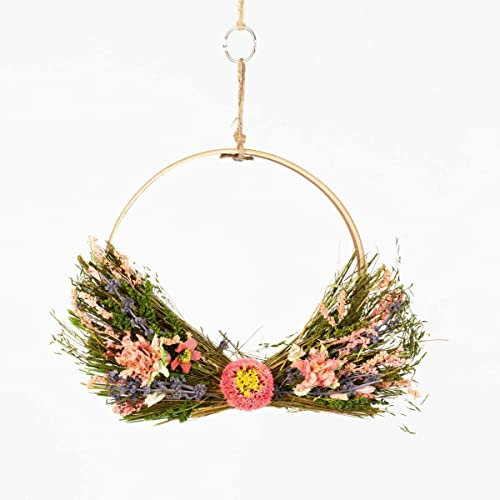 artplants.de Couronne de Fleurs séchées GALENO sur Anneau, Rose-Lilas, 36,5 cm, Ø 30 cm - Fleurs préservées