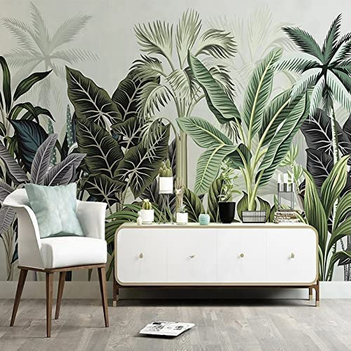Fond D'Écran 3D Pour Restaurant Café Feuille De Bananier De Plante Tropicale Dessinée À La Main Chambre D'Enfants Papier Peint Mural 3D Peel And Stick Autocollant Mu 400 (largeur) x 280 (hauteur) cm