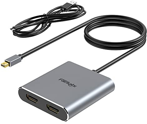 Mini Displayport vers Double HDMI, Répartiteur MDP 1.2 vers Deux HDMI pour écrans étendus, Prise en Charge du concentrateur 4K @ 60Hz, MST, SST, pour Ordinateur Portable, PC, Moniteur, projecteur