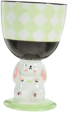 BRIGHTFUFU Handgemachter Keramiktasse Hase Süßer Trinkbecher Ostergoblet Für Feste Hochzeit Partys Im Grünen Rautendesign Stilvolles Zuhause Bar Zubehör