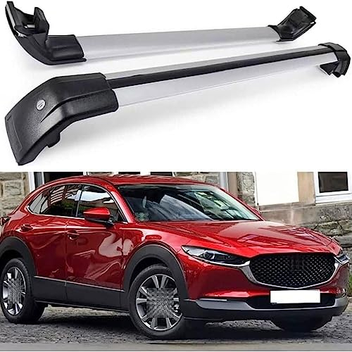 Kadue 2 Stück Auto Dachträger für Mazda CX-30 CX30 2020-2022, Aluminium Dachgepäckträger Querträger Relingträger Gepackträger Transport DachbüGel Zubehör,C/Sliver~Black