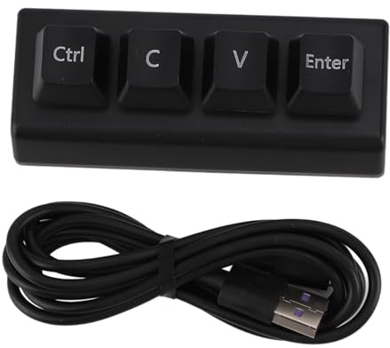 Beufee Clavier Programmable, 4 Touches, Clavier De Jeu Mécanique à Une Main, Interrupteur Rouge Ctrl C V Enter, Mini Clavier Macro pour Bureau De Jeu(Noir)