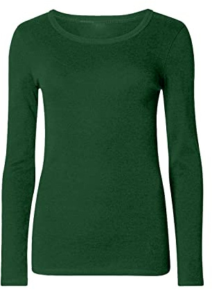 VEARZ® Womens Plain Long Sleeve T-Shirts – Ladies Stretchy Casual Basic Tops Summer Slim fit Round Neck Tee Tops Plus Size UK 8-26