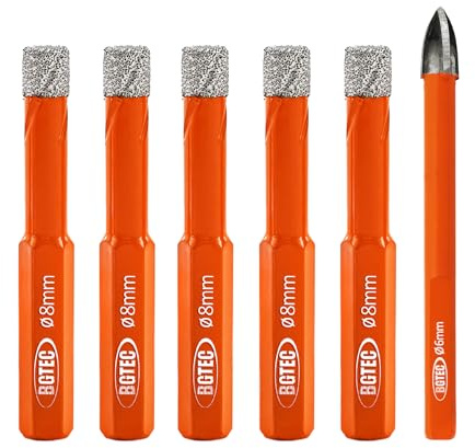 BGTEC Juego de brocas de diamante para taladro,6 piezas 8mm*5 Brocas de mango hexagonal+6mm Broca de carburo de mango triangular para granito mármol porcelana azulejos cerámica