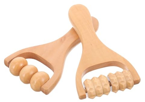 CIYODO Faszienrolle Holz Und Massageroller Set 2-teiliges Handheld Selbstmassagegerät Für Und Gesicht - Anti Triggerpunktroller Für Taille Und Oberschenkel Holz