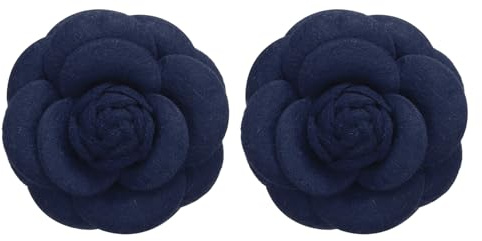 PATIKIL Épingle en Tissu de Camélia, 2 Pièces Broche de Fleur Artificielle Broches pour Femmes Filles Décoration de Fête de Mariage en Tissu Accessoires de Bijoux Cadeau, Bleu Foncé
