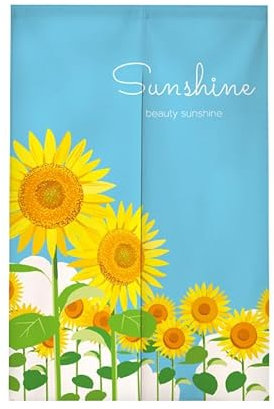 Türvorhang Himmelblaue Sonnenblume Küchenvorhänge Polyester Raumteiler Vorhang Kurz Scheibengardinen mit Teleskopstange Vorhänge Kurz Türvorhang Insektenschutz Fliegenvorhang Terrassentür 70x150
