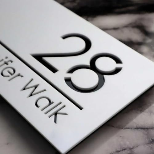 Personalisierte Acryl-Hausnummer, lasergeschnittenes Türnummernschild, individuelles Hausnummernschild, individuelles Hausnummernschild (weißer Text))