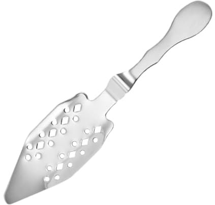 Cuchara de absenta – Cucharas para beber, cuchara ranurada de acero inoxidable | Colador de absenta vintage grande, cuchara de bar hueca, utensilios de bar de cóctel, herramienta de absenta filtro