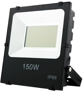 Proyector LED 150W SMD, 110Lm/W, 4500K; ideal para iluminación exterior, eventos y seguridad.