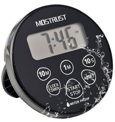 MOSTRUST Digital Waterproof Shower Clock Timer | Bathroom Countdown Cooking Kitchen Timer with Alarm Magnetic-Back Stand, Ideal for Shower Bathroom