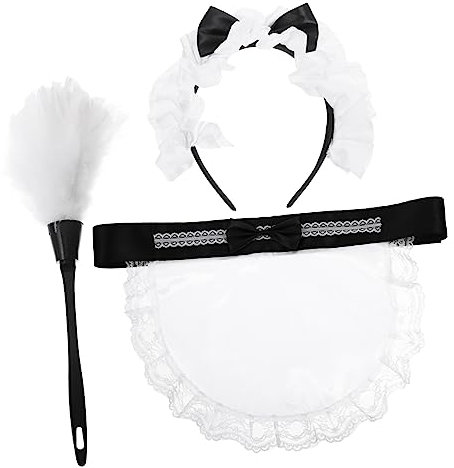 SHERCHPRY Maid Cosplay Zubehör Weißes Spitzen-schürzen Stirnband Duster Langlebig Und Leicht Anzuziehen Für Damen Party Kostüm Props