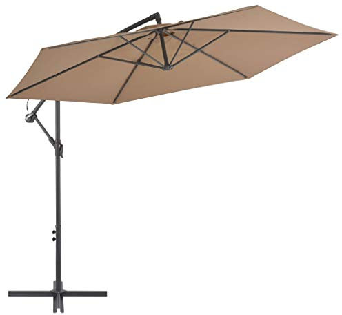 Xichuzi Ampelschirm mit Alu-Mast, Balkon Sonnenschirm, Marktschirm, Garten, Balkon Schirm, Sonnen Schirme, Balkonschirm, 300 cm Taupe