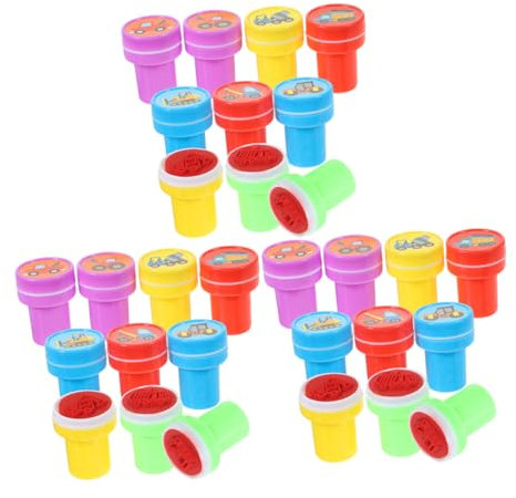 VICASKY 3sätze Junge Mädchen Stempel BAU-LKW Motiv Kunststoff Stempelset Mit Fahrzeugmotiven Kreatives Bastelset Für Party-favoriten Schulbelohnungen Und Fantasievollen Spielspaß