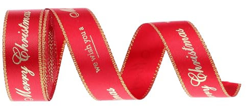 FRCOLOR Weihnachtsband geschenkband geschenkschleife Weihnachtsbaum-Schmuckband Schleifenband für festliche Anlässe kopfschmuckband selber machen Paketband Wickelband Polyester rot