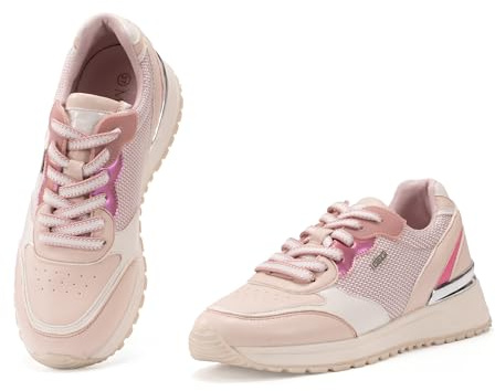 MISSCAI Zapatillas Mujer Casuales con Cuña Deportivas con Detalles Brillantes Zapatos Plataforma