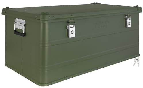 Trucky Aluminium Box mit Deckel Grün Alu Kiste Box Alukiste 140 Liter Transportbox Metallbox Alu Aufbewahrungsbox Boxen Abschliessbar Metallkiste