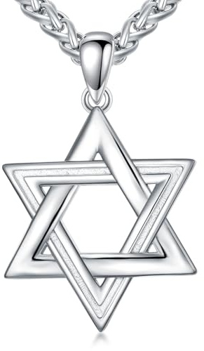 PDTJMTG Star of David Necklace 925 Sterling Silver Jewish Star Pendant Jewelry Gifts for Men Women (A01- silver)