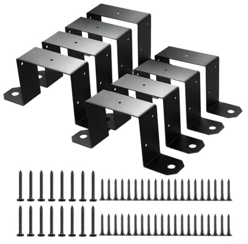 Lot de 4/8 colliers de serrage carrés – Support de connecteur en forme de U pour poteau de 10 x 10 cm – Support de fixation murale pour tuyaux d'eau, balustrade de balcon, balustrade d'escalier (8