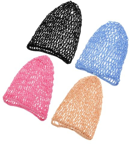 FRCOLOR 4stücke Häkel-haarnetz Zum Schlafen Netz-haarnetze Für Damen Haarabdeckung Aus Gestricktes Häkel-wickelnetz Für Langes Haar Schlaf-haarwickel Mit Luftigem Netzgewebe