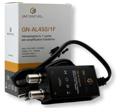 ALIMENTATORE STABILIZZATO TV MINI PER ANTENNA 1 INGRESSO 1 USCITA DC 12V 450mA