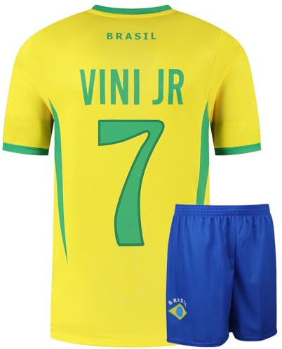 Brasilien Fotbollströja Hem Vini JR. - Barn och Vuxna - Pojkar - Fotbollsutrustning - Fotbollspresenter - Sport-T-shirt - Sportkläder - Storlek 128