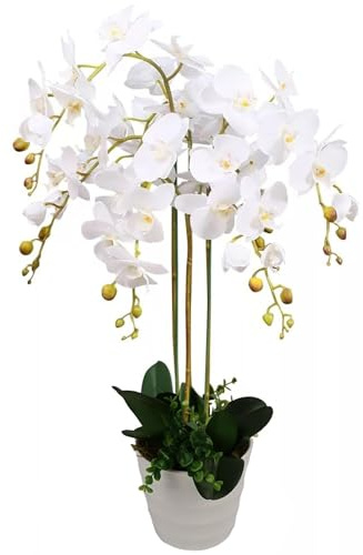 Leaf Design UK Realistic Artificial Orchid Flower Display in Pot