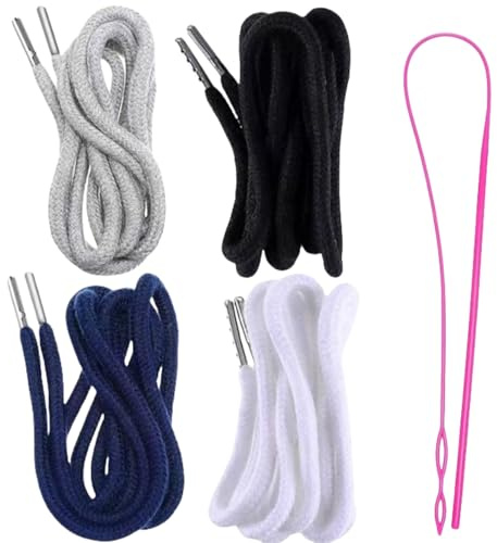 JFangZHZH 4 Piezas Cordón para Pantalones de Jogging,Cordón de Repuesto,con 1 enhebrador,para Pantalones de chándal,Ropa de Deporte,Pantalones Cortos,Chaquetas,Abrigos,Zapatos