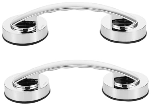 PACKOVE 2 Piezas Barra de Agarre Adhesiva con Ventosa para Baño Asidero Antideslizante para Ducha Soporte Estable sin Taladro para Seguridad de Personas Mayores y Diseño y Minimalista