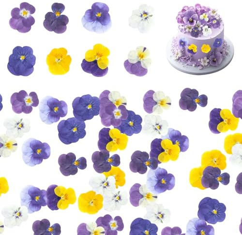 40 Pcs Natural Dried Pressed Edible Flowers, 8 Types Dried Flowers, Edible Flowers for Cakes Decorating, Mix Viola Tricolor, Dried Flowers for Crafts, Resin Jewelry Making, Diy Art Crafts