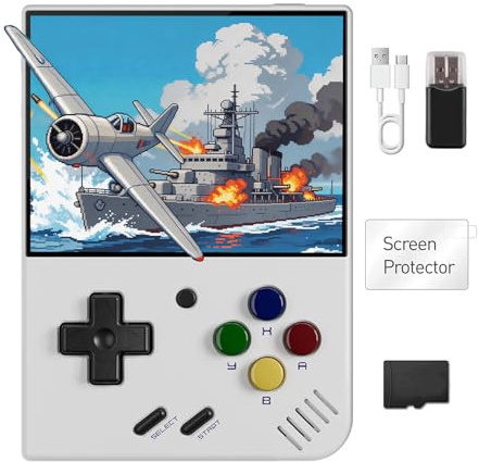 XiFanHo Miyoo Mini Plus Retro Console 64G, Miyoo Mini+ console di gioco portatile handheld con 20000+ giochi, sistema Cortex-A7 Linux con 3000 mAh che supporta gamepad wireless (bianco)