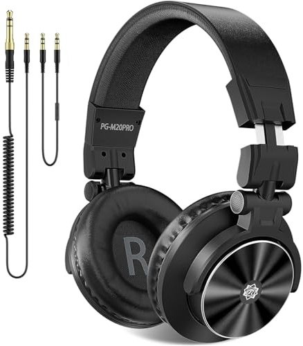 Ortizan Auriculares con Cable para Estudio, estéreo Profesional de Alta resolución de 40 kHz, grabación de monitores de Audio para DJ, Conector de Audio de 1/4 a 3,5 mm para grabación/Mezcla/Podcast
