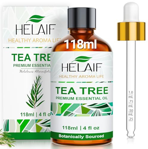 HELAIF Teebaumöl Ätherisches Öl, 100% Naturrein, 118ml, Tea Tree Oil aus Melaleuca Alternifolia, für Haut, Haare, Aromatherapie, Nagel