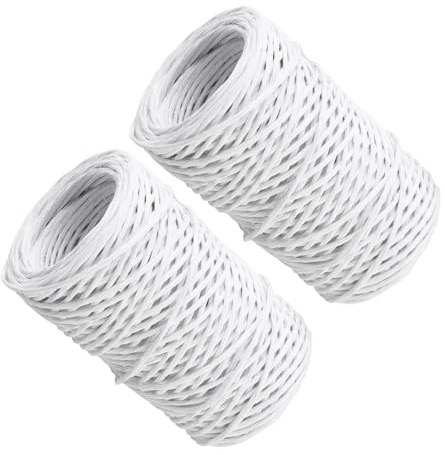Mikikit 2 Rollen Weißer Papierummantelter Blumendraht 50m 1mm Flexibler Blumenbindedraht für Floristik Geschenkverpackung und Gartenarbeiten