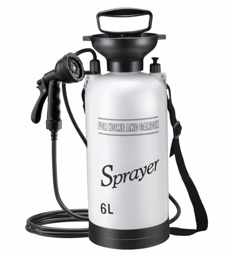 Nuiorfty Portable Camping Shower, 6L Portable Shower with 10 Modes Sprayer Head and 9.84ft Hose for Garden Picnic Hiking Beach Car Cleaning