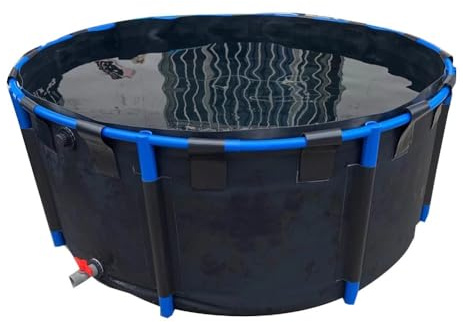 Piscinas elevadas, Tanque de Almacenamiento Agua for Piscina y Acuario, válvula Drenaje Lona PVC, Tanque for Estanque Peces(1.8X1M/2560L)