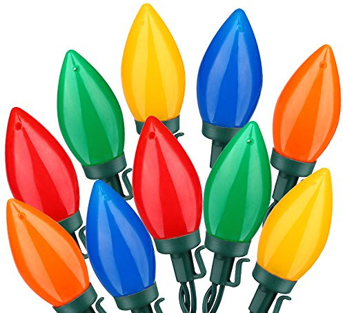 HAYATA Multi Color C9 Big Bulbs Classic Christmas Lights 50 LED 32ft Indoor Outdoor Home Yard Xmas Tree Decorations (Multi Color - 50LED)