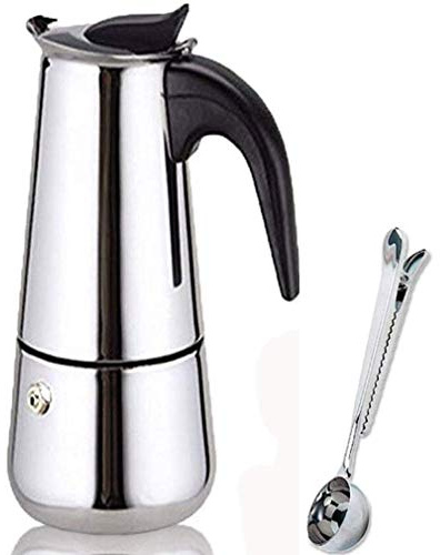 CHANMOL Espresso Kaffeemaschine Kanne Herd Mokka Kaffeekanne Edelstahl Latte Perkolator mit Schaufel