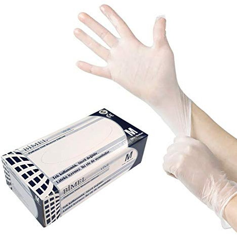 Guantes de Vinilo Desechables Transparentes [ CAJA 100 UDS ] - Sin Látex - TALLA M