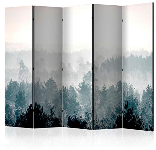 decomonkey Paravent Raumteiler Innen Wald, 225x172 cm, 5-teilig, Einseitig | Landschaft, Natur, Wohnzimmer, Room Divider, Wall, Raumteiler Stehend, Trennwand, Sichtschutz, Spanische Wand, Holz
