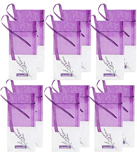 12 Pcs Empty Purple Drawstring Gauze Cotton Lavender Sachets Sacks
