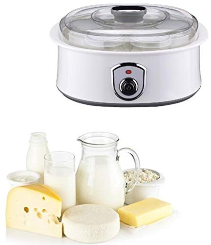 Wudimaoyiyouxian - Yogurtera eléctrica con 7 tazas de yogur, hecha en casa natto, arroz, yogurt vino, máquina, acero inoxidable, blanco, EU