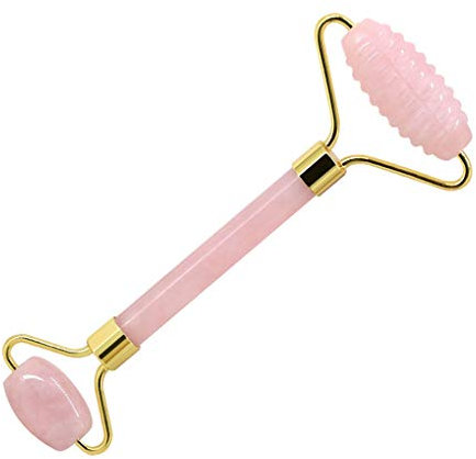 RONGJJ Körper Gesichtsroller Anti-Aging Nacken Knitterfrei Jade Rosenquarz Massagegerät Set Geschenk Kältetherapie Beauty Abnehmen Gesicht, D