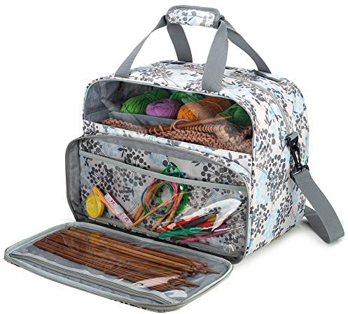 Teamoy Garn Tasche, Stricktasche für Stricken Zubehör, Löwenzahn | Aufbewahrungstasche mit Sichtbarem Bereich Vorne und Genug Platz für Wolle, Häkeln Nadelset und Zubehör (Nur Tasche)