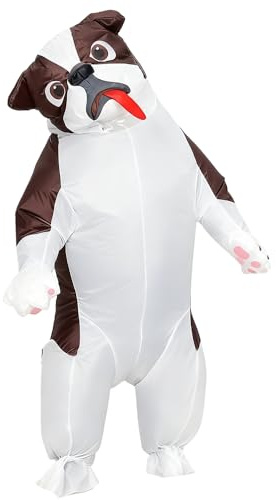 Rafalacy Inflatable Dog Costume for Adult Funny Blow up Costumes Party Bulldog Cosplay Outfit Inflatable Animal Halloween Costume
